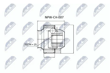 ШАРНІР РІВНИХ КУТОВИХ ШВИДКОСТЕЙ | JEEP GRAND CHEROKEE 93-05, JEEP LIBERTY 02- /ЗАД НА МОСТ/ NTY NPWCH007