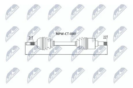 ПІВВІСЬ | CITROEN SAXO 96-03, AX -98, PEUGEOT 106 96-03 /ЛІВ 3 БОЛТ/ NTY NPWCT000 (фото 1)