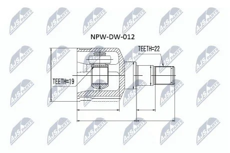 ШАРНІР РІВНИХ КУТОВИХ ШВИДКОСТЕЙ | DAEWOO KALOS 1.2 02-, CHEVROLET SPARK 1.0 00-, AVEO 1.2 04- NTY NPWDW012