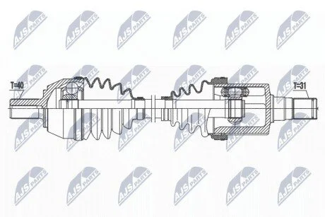 ПІВВІСЬ | FORD MONDEO IV 2.3 07-, GALAXY 2.3 06-, S-MAX 2.3 06- /ЛІВ,ATM/ NTY NPWFR155