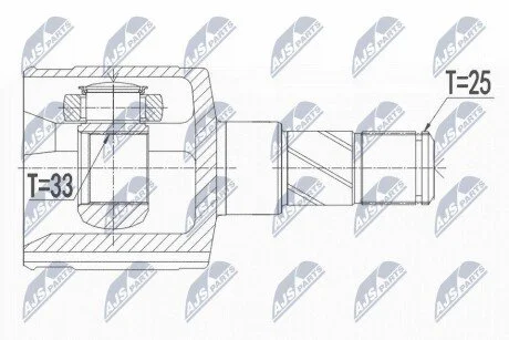 ШАРНІР РІВНИХ КУТОВИХ ШВИДКОСТЕЙ | FIAT GRANDE PUNTO 1.6D MULTIJET/1.9D MUTLIJET 05-, PUNTO EVO 1.6D MULTIJET 09-, ALFA ROMEO MITO 1.6JTDM 08- /ЛІВ,MTM/ NTY NPWFT044