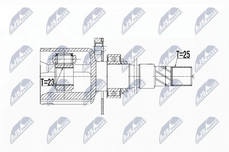 ШАРНІР РІВНИХ КУТОВИХ ШВИДКОСТЕЙ | FIAT PUNTO/GRANDE PUNTO/EVO 1.3D MULTIJET 05-, FIORINO 1.3D MULTIJET 07-, QUBO 1.3D MULTIHET 09- /ПРАВ/ NTY NPWFT070 (фото 1)