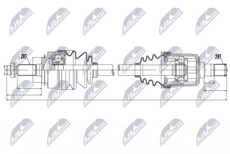 Полуось левая Honda CR-V 01-07 NTY NPWHD041