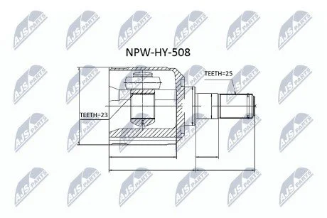 ШАРНІР РІВНИХ КУТОВИХ ШВИДКОСТЕЙ | HYUNDAI SONATA EF 2.0,2.4,2.5,2,7 /ATM/ 98-04, TRAJET 2.0,2.0CRDI NTY NPWHY508