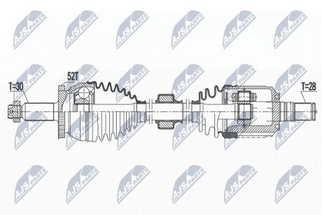 ПІВВІСЬ | HYUNDAI SANTA FE III 2.4 4WD 12-, KIA SORENTO 2.4 2WD/4WD 12- /ПЕРЕД,ЛІВ,ATM/ NTY NPWHY583 (фото 1)