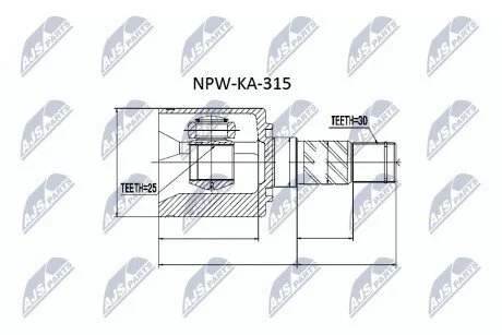 ШАРНІР РІВНИХ КУТОВИХ ШВИДКОСТЕЙ | KIA SORENTO I/II 00- /ЛІВ/ NTY NPWKA315