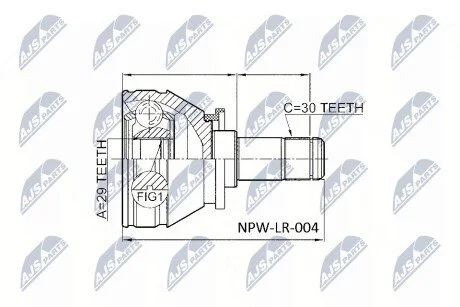 ШАРНІР РІВНИХ КУТОВИХ ШВИДКОСТЕЙ | LAND ROVER RANGE ROVER III 02-12, RANGE ROVER SPORT 05-09 /ЛІВ/ NTY NPWLR004 (фото 1)