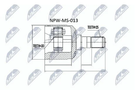 ШАРНІР РІВНИХ КУТОВИХ ШВИДКОСТЕЙ | MITSUBISHI SPACE WAGON N33 92-, COLT/LANCER C51A-C77A 88-96, CB/CD 91- NTY NPWMS013