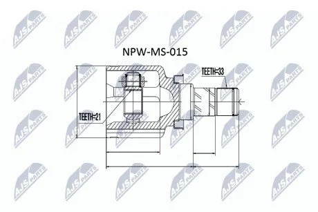 ШАРНІР РІВНИХ КУТОВИХ ШВИДКОСТЕЙ | MITSUBISHI COLT Z32/34/36A 04-, SMART FORFOUR 04- NTY NPWMS015