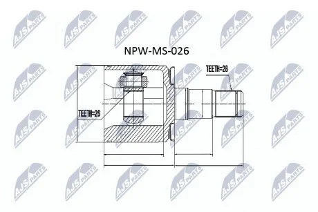 Шрус внутренний левый Pajero, Pajero Sport, L200, Delica NTY NPWMS026