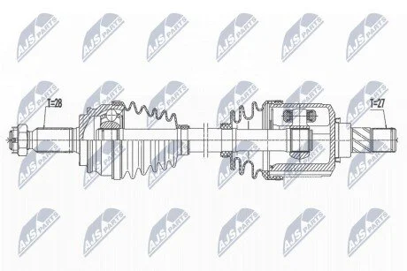 ПІВВІСЬ | MITSUBISHI ASX 1.8,2.0 4WD 10-, OUTLANDER II 2.0,2.4 4WD 06-, CITROEN C-CROSSER 2.4 08-, PEUGEOT 4007 2.4 07- /ПЕРЕД,ЛІВ,ATM CVT/ NTY NPWMS073