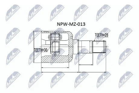 ШАРНІР РІВНИХ КУТОВИХ ШВИДКОСТЕЙ | MAZDA 626 GF/GW 2.0,2.0TD 97-02 /ЛІВ/ NTY NPWMZ013
