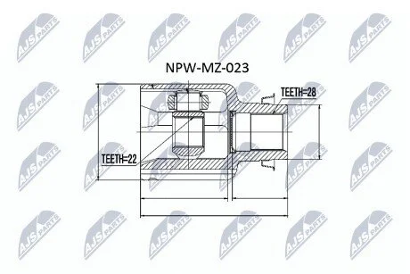 ШАРНІР РІВНИХ КУТОВИХ ШВИДКОСТЕЙ | MAZDA 323 BA 94-, MX-3 EC 91-98, XEDOS-6 CA 92-, 3 BK /ATM/ 1.6 03- Л/П NTY NPWMZ023