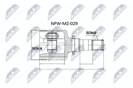 ШАРНІР РІВНИХ КУТОВИХ ШВИДКОСТЕЙ | MAZDA 3 BK /MTM/ 2.0 03-, 5 CR /ATM/ 05-07 /ЛІВ/ NTY NPWMZ029