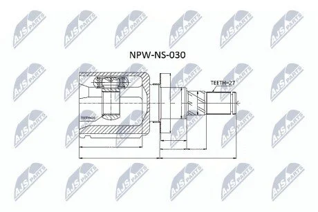 ШАРНІР РІВНИХ КУТОВИХ ШВИДКОСТЕЙ | NISSAN NAVARA /MTM/ 05-, PATHFINDER /MTM/ 05- NTY NPWNS030