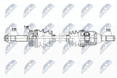 ПІВВІСЬ | NISSAN X-TRAIL T31 4WD 07-, QASHQAI I 4WD 07-14, RENAULT KOLEOS I 4WD 08- /ЗАД,Л/П/ NTY NPWNS076
