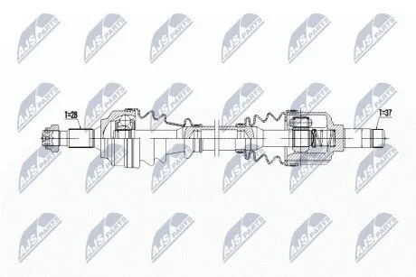 ПІВВІСЬ | PEUGEOT EXPERT/TRAVELLER 1.6BLUEHDI 115KM 16-, CITROEN JUMPY/SPACETOURER 1.6BLUEHDI 16-, TOYOTA PROACE/PROACE VERSO 1.5D4D,1.6D4D 16- /ЛІВ,MTM ML6C/ NTY NPWPE099
