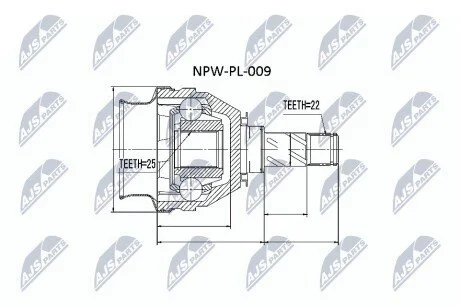 ШАРНІР РІВНИХ КУТОВИХ ШВИДКОСТЕЙ | OPEL ASTRA F/G 1.7DTI, CORSA C, VECTRA B, ASTRA H 05-07 Л/П NTY NPWPL009