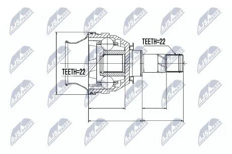ШАРНІР РІВНИХ КУТОВИХ ШВИДКОСТЕЙ | OPEL ASTRA H 2004-2010, ZAFIRA B 05-11 NTY NPWPL026