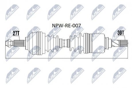 ПІВВІСЬ | RENAULT TRAFFIC III 2.0DCI 06-13, 2.5DCI 08- /ЛІВ/ NTY NPWRE007 (фото 1)
