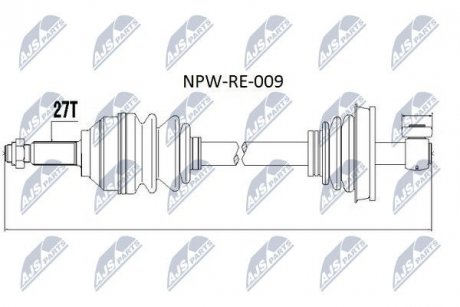 Полуось лев. R TRAFFIC II 1.9DCI (c тришипом) PK5/PK6 c (z27 -672mm) NTY NPWRE009