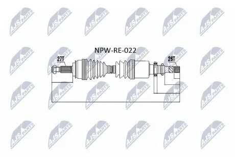 ПІВВІСЬ | RENAULT KANGOO 1.5DCI,1.6 08- /ПРАВ/ NTY NPWRE022