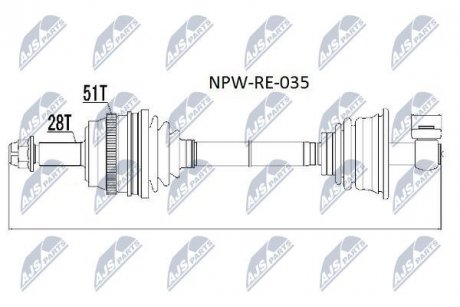ПІВВІСЬ | RENAULT MASTER II 2.2DCI 00- /GEAR BOX PK5/PF1/ /ЛІВ/ NTY NPWRE035