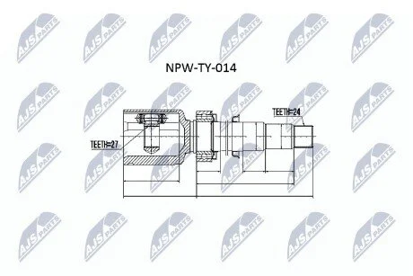ШАРНІР РІВНИХ КУТОВИХ ШВИДКОСТЕЙ | TOYOTA CAMRY 3.5 06-, HIGHLANDER 07-, LEXUS ES350 06- /ПРАВ/ NTY NPWTY014