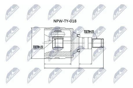 ШАРНІР РІВНИХ КУТОВИХ ШВИДКОСТЕЙ | TOYOTA RAV-4 -00, COROLLA 4WD AE95/103/115 87-01 /ПРАВ/ NTY NPWTY018
