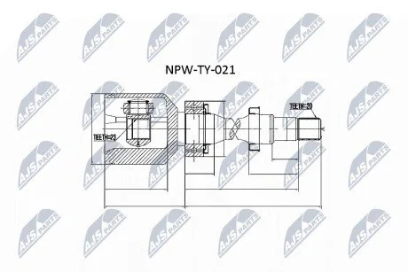 ШАРНІР РІВНИХ КУТОВИХ ШВИДКОСТЕЙ | TOYOTA AVENSIS AT220/ZZT220/AT221/ST220 1.6,2.0 97-03 /ПРАВ/ NTY NPWTY021