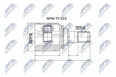 ШАРНІР РІВНИХ КУТОВИХ ШВИДКОСТЕЙ | TOYOTA AVENSIS CDT220 2.0 D-4D 99-03 /ЛІВ/ NTY NPWTY023