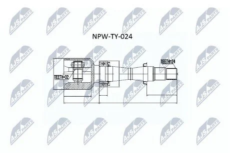 ШАРНІР РІВНИХ КУТОВИХ ШВИДКОСТЕЙ | TOYOTA AVENSIS CDT220 2.0 D-4D 99-03 /ПРАВ/ NTY NPWTY024