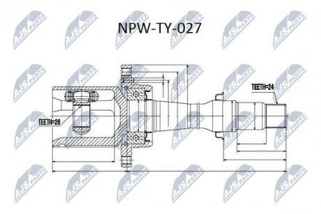 Шрус внутренний правый с подшипником Avensis NTY NPWTY027 (фото 1)