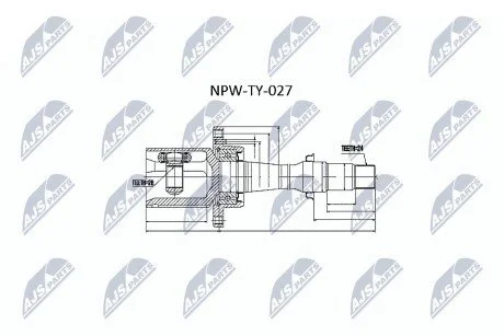 ШАРНІР РІВНИХ КУТОВИХ ШВИДКОСТЕЙ | TOYOTA AVENSIS AZT250/CDT250 2.0,2.0D-4D 03-06, CAMRY ACV30 USA 2.4 01-06 /ПРАВ/ NTY NPWTY027