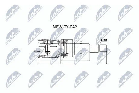 ШАРНІР РІВНИХ КУТОВИХ ШВИДКОСТЕЙ | TOYOTA AVENSIS ADT250 2.0D-4D 03-10.2008 /ПРАВ/ NTY NPWTY042