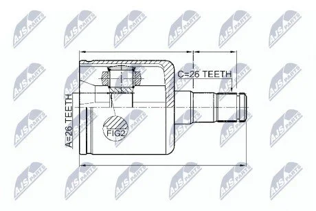 ШАРНІР РІВНИХ КУТОВИХ ШВИДКОСТЕЙ | VOLVO S40/V50 2.4I, 2.4D D5, 2.5I T5 04-, C30/C70 2.4I, 2.4D D5, 2.5I T5 06- /ЛІВ/ NTY NPWVV003