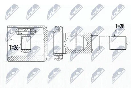 ШАРНІР РІВНИХ КУТОВИХ ШВИДКОСТЕЙ | VOLVO 2.0T,2.0T5 S60II/V60 10-15, S80 10-, V70III 2.0T 10- /ПРАВ,ATM/ NTY NPWVV071