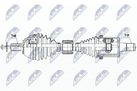 ПІВВІСЬ | VOLVO S60II/V60I D3/D4/D5,2.0T 10-, S80II D5 06-, D3 10-, 2.0TDI 08-11, V70III 2.4D/D3/D4/D5 07- /ЛІВ,ATM/ NTY NPWVV115 (фото 1)