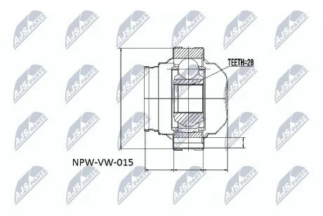 ШАРНІР РІВНИХ КУТОВИХ ШВИДКОСТЕЙ | VW T5 1.9TDI /ЛІВ/ NTY NPWVW015