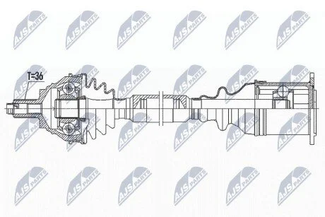ПІВВІСЬ | VW 4MOTION PASSAT/CC B6 2.0TDI 170KM 09-10, B7 170KM/177KM 10-14, SKODA SUPERB II 2.0TDI 4X4 140KM 10-15 /ПЕРЕД,ПРАВ,ATM/ NTY NPWVW184