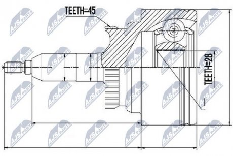 ШАРНІР РІВНИХ КУТОВИХ ШВИДКОСТЕЙ | FORD F150/F250/F350 94-14, EXPEDITION III 07-, LINCOLN MARK LT 04-08, NAVIGATOR II 02-06, III 06- NTY NPZFR045 (фото 1)