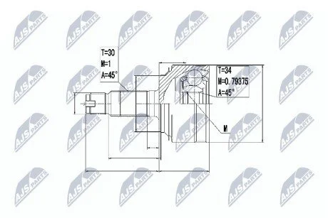 ШРКШ зовн. 30x34x88 Honda Accord 2,0 08- NTY NPZHD061
