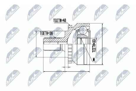 ШАРНІР РІВНИХ КУТОВИХ ШВИДКОСТЕЙ | VOLVO S60 2.0T, 2.4 00-, S70 2.0T, 2.0 20V, 2.5 97-, S80 2.0T, 2.0 20V NTY NPZVV012