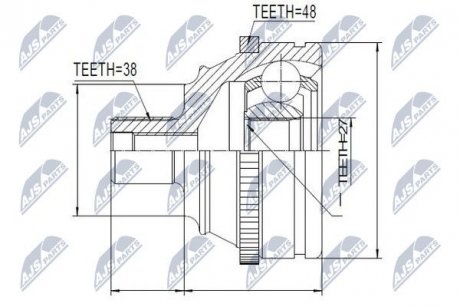 ШАРНІР РІВНИХ КУТОВИХ ШВИДКОСТЕЙ | VW TRANSPORTER T4 1.9D/TD,2.0,2.4D,2.5 94- /+ABS=48T/ NTY NPZVW010