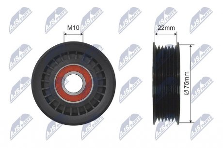 РОЛИК РУЧЕЙКОВОГО РЕМЕНЯ | HONDA CIVIC 12-15, S2000 99-09, CR-V 11-, JEEP LIBERTY 00-07, DODGE RAM 02-, NITRO 07-12, DURANGO 98-03 NTY RNKHD013 (фото 1)