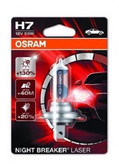 Лампочка 12V H7 55W +130% NIGHT BREAKER LASER PX26D /1SZT-BLISTER/ 64210NBL OSRAM 64210NBL01B (фото 1)