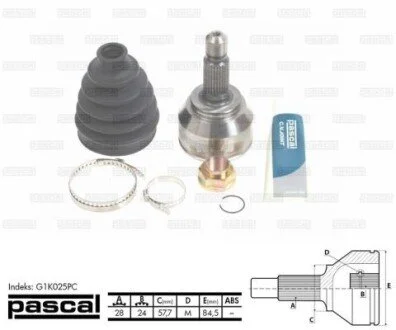 Шарнір привідного валу PASCAL G1K025PC
