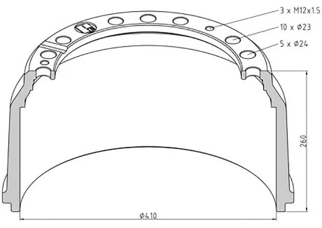 Гальмівний барабан PE AUTOMOTIVE 01649800A