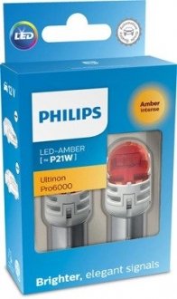 P21W LED amber Ultinon Pro6000 PHILIPS 11498AU60X2