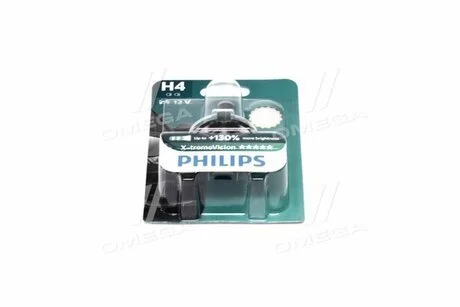 Лампа накала H4 X-treme VISION 12V 60/55W P43t-38 (+130) (выр-во) PHILIPS 12342XV+B1